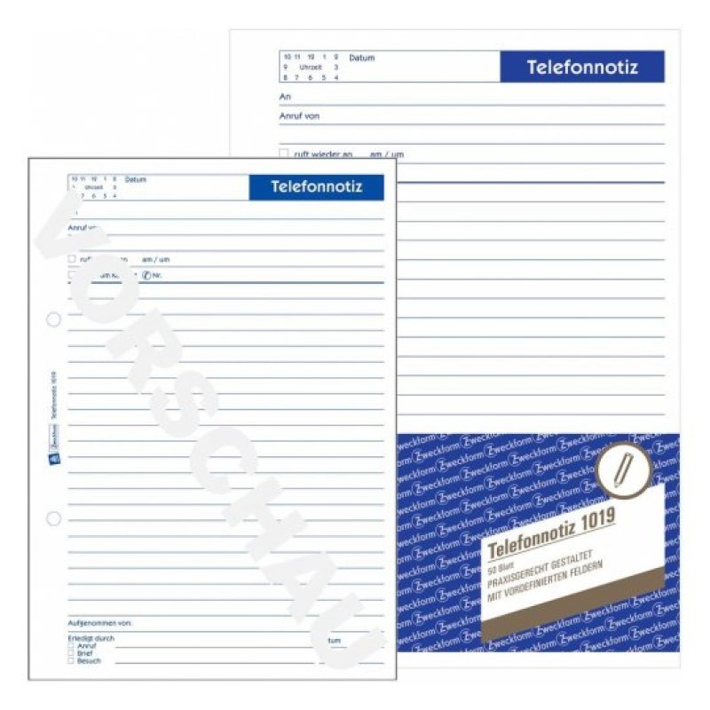 AVERY Zweckform Formularbuch "Telefonnotiz", A5, 50 Blatt
