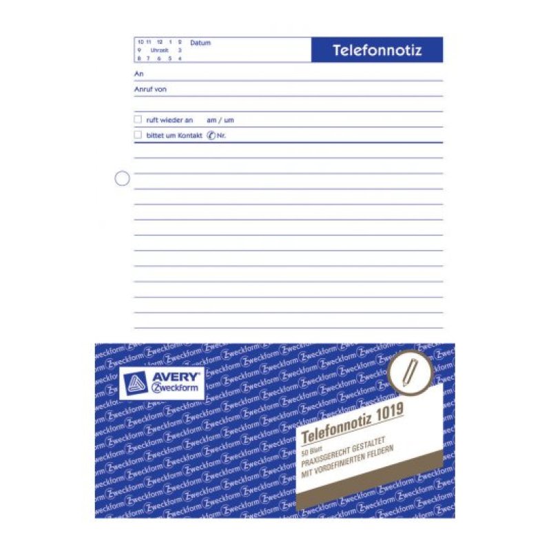 AVERY Zweckform Formularbuch "Telefonnotiz", A5, 50 Blatt