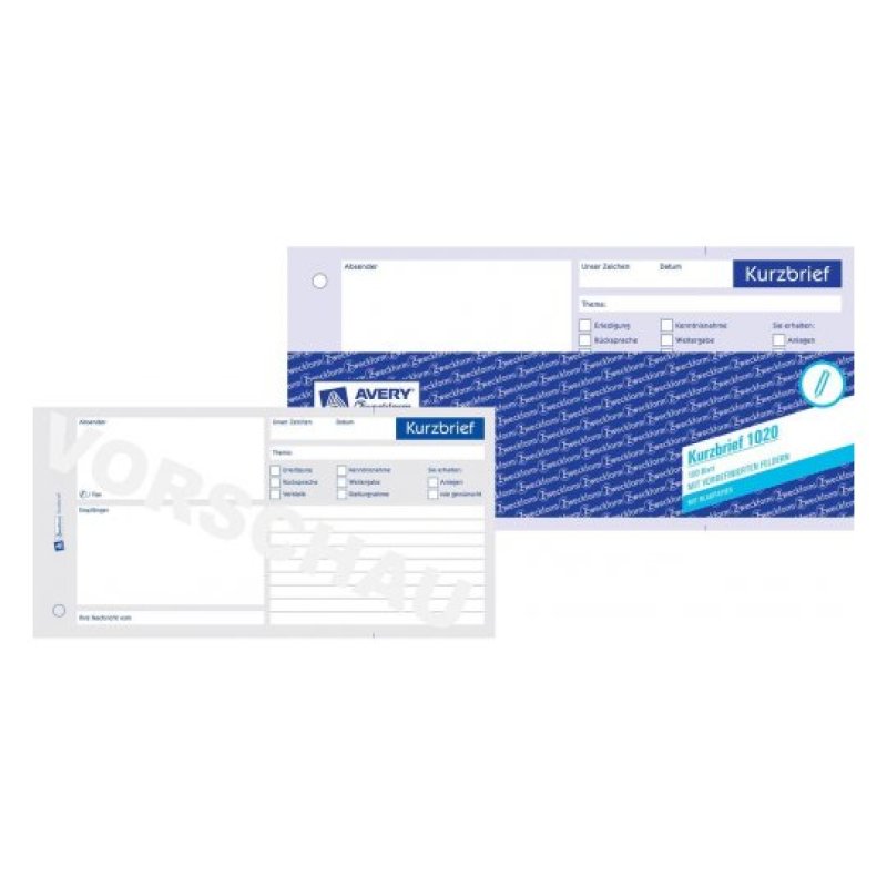 Avery 1020 register paper 100 pc(s) 210 mm