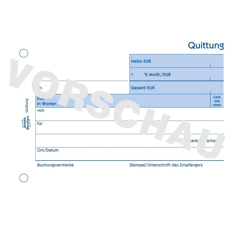 AVERY Zweckform Formularbuch "Quittung mit MwSt.-Nachweis"