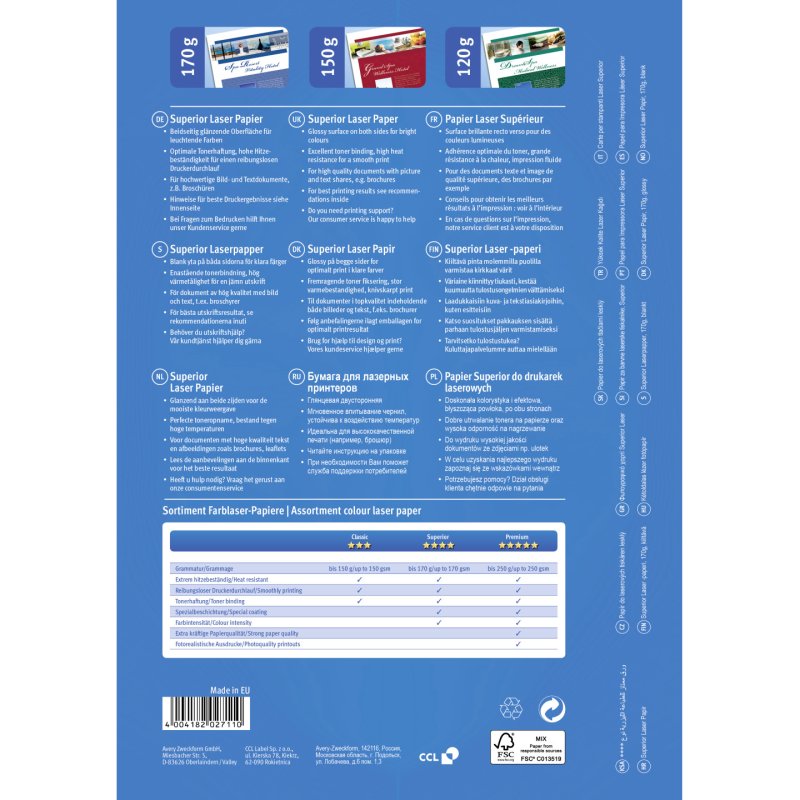Avery 1298Z printing paper A4 (210x297 mm) Gloss 200 sheets White