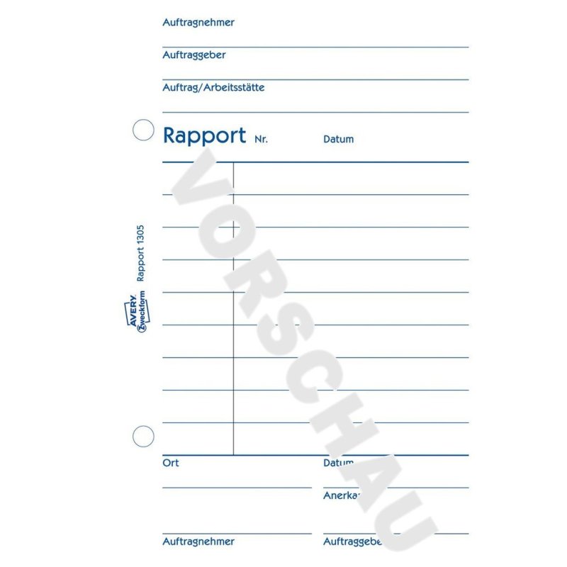 AVERY Zweckform Formularbuch "Rapport", A6, 100 Blatt
