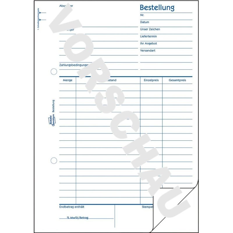 AVERY Zweckform Formularbuch "Bestellung", A5, 2 x 50 Blatt