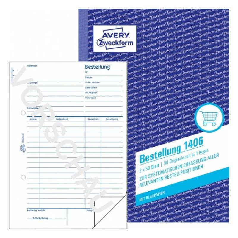AVERY Zweckform Formularbuch "Bestellung", A5, 2 x 50 Blatt