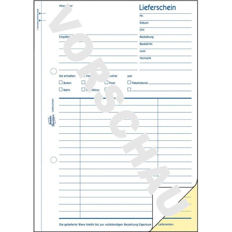 AVERY Zweckform Formularbuch "Lieferschein", SD", A5