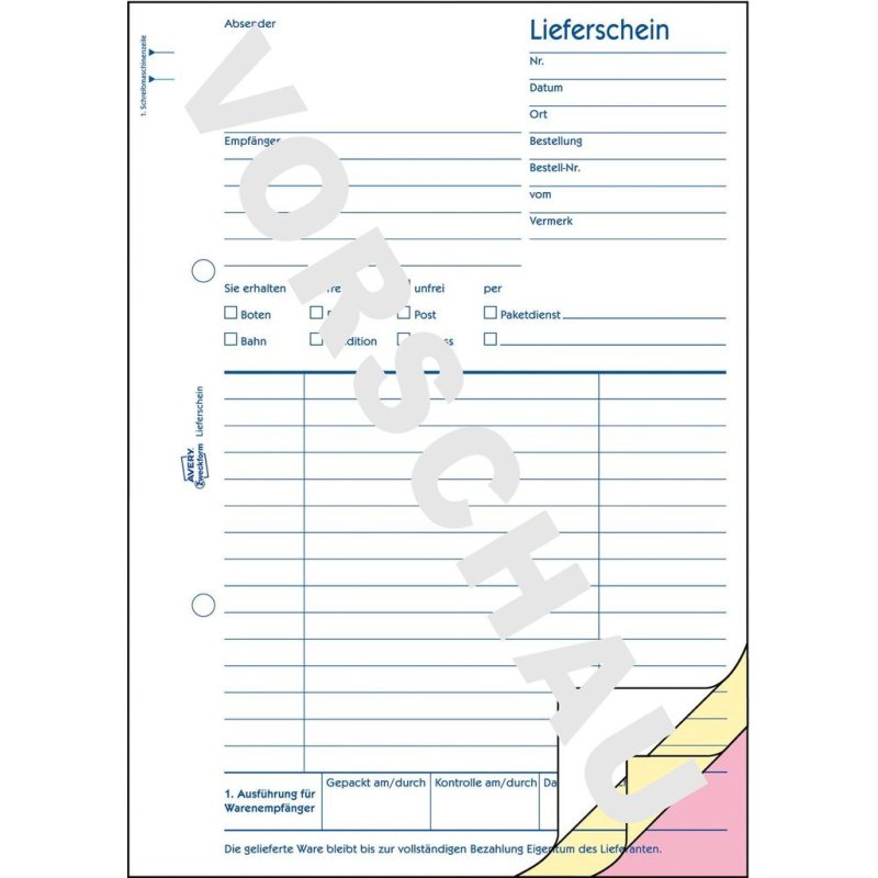 AVERY Zweckform Formularbuch "Liefer-/Empfangsschein", SD
