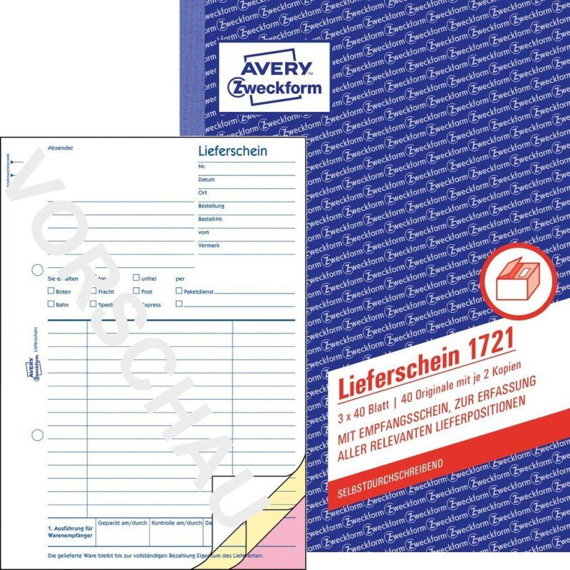Avery 1721 formulaire et livre de comptabilité A5 40 pages