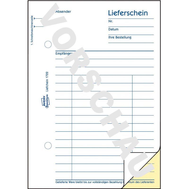 Avery 1722 accounting form/book A6 40 pages
