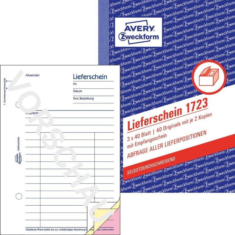 Avery 1723 accounting form/book A6 40 pages