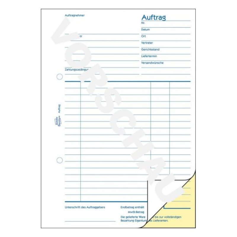 AVERY Zweckform Formularbuch "Auftrag", SD, A5, 2 x 40 Blatt