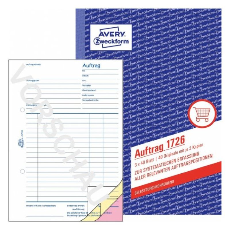Avery 1726 formulaire et livre de comptabilité A5 40 pages