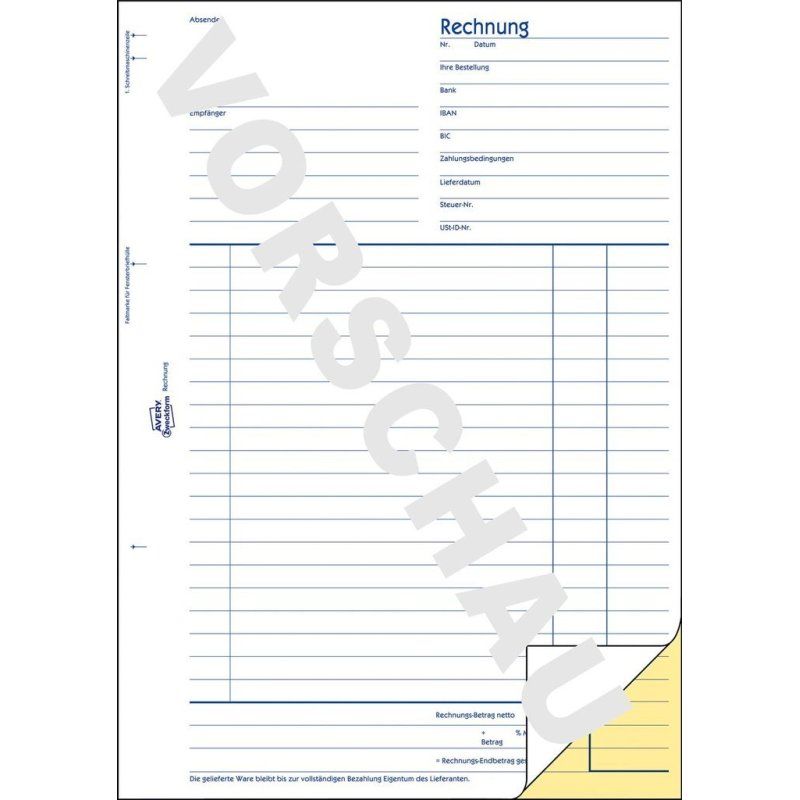 Avery 1734 formulaire et livre de comptabilité A4 40 pages