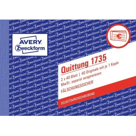 Avery 1735 accounting form/book A6 40 pages