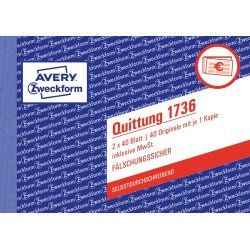 Avery 1736 formulaire et livre de comptabilité A6 40 pages