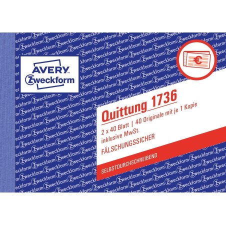 Avery 1736 accounting form/book A6 40 pages