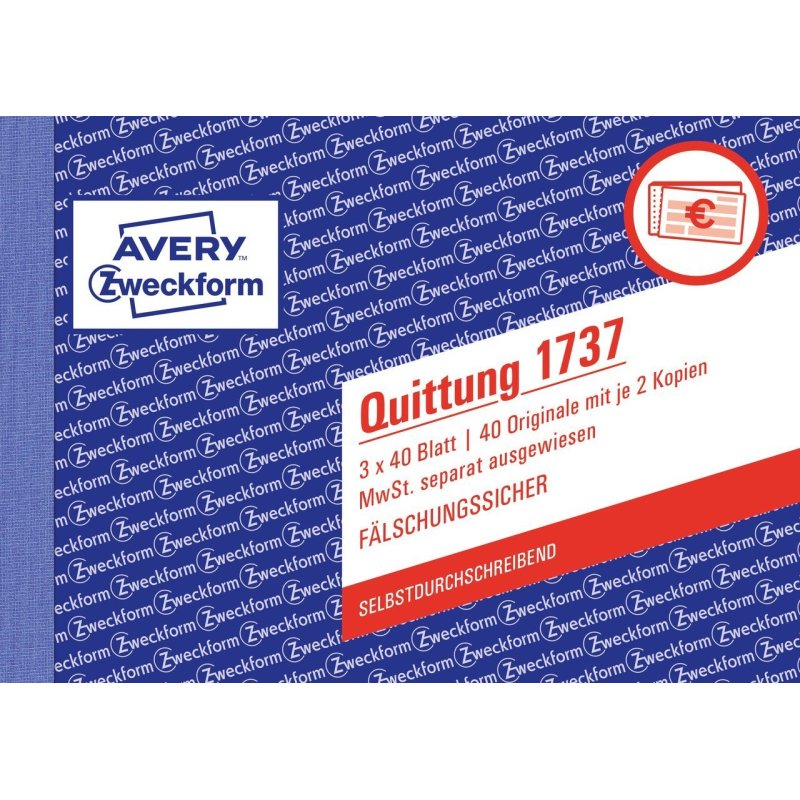 Avery 1737 accounting form/book A6 40 pages