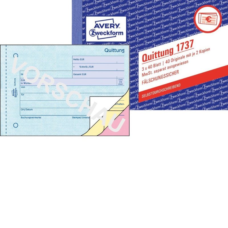 Avery 1737 accounting form/book A6 40 pages