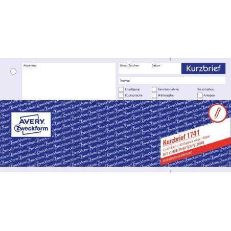 AVERY Zweckform Formularbuch "Kurzbrief", SD, 1/3 A4