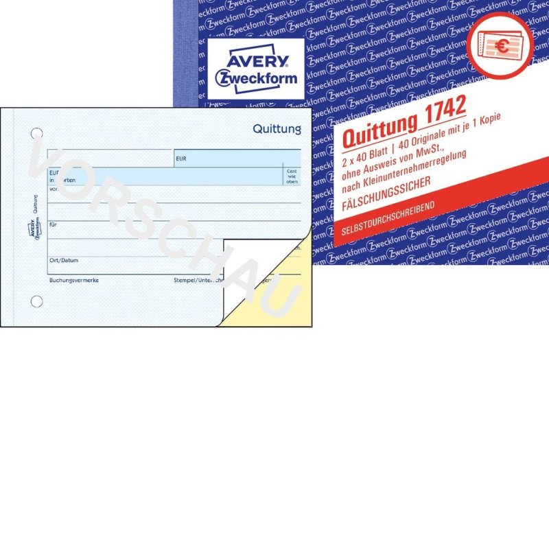 AVERY Zweckform Formularbuch "Quittung" ohne MwSt., SD