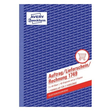 Avery 1749 formulaire et livre de comptabilité A5 40 pages