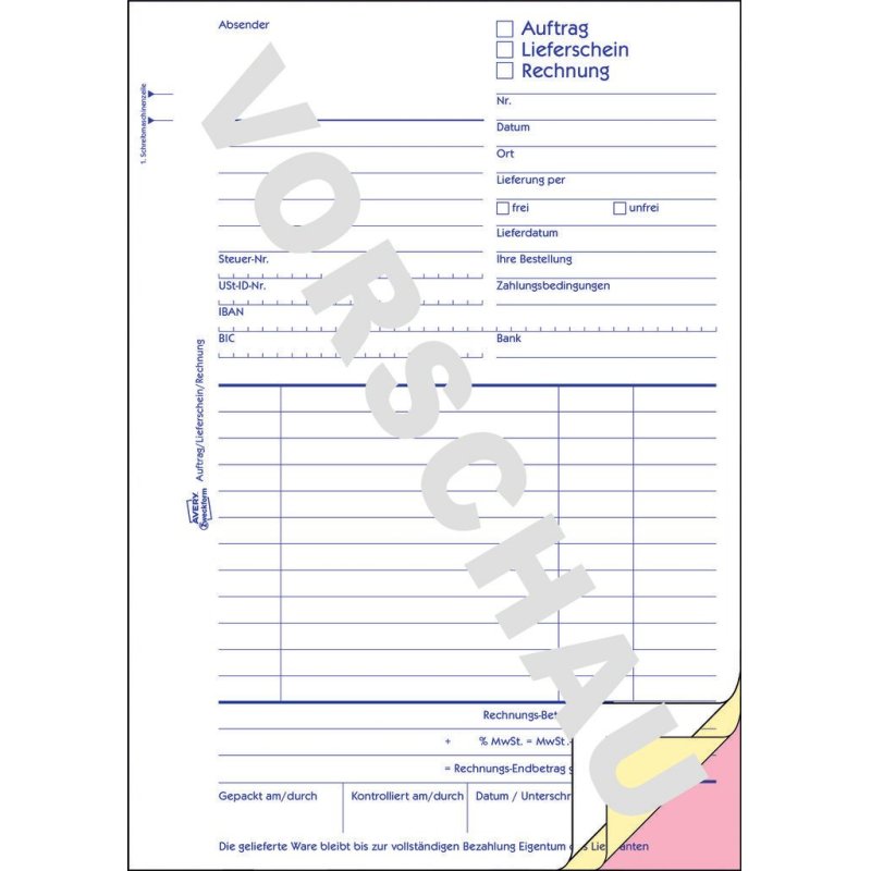 Avery 1749 accounting form/book A5 40 pages