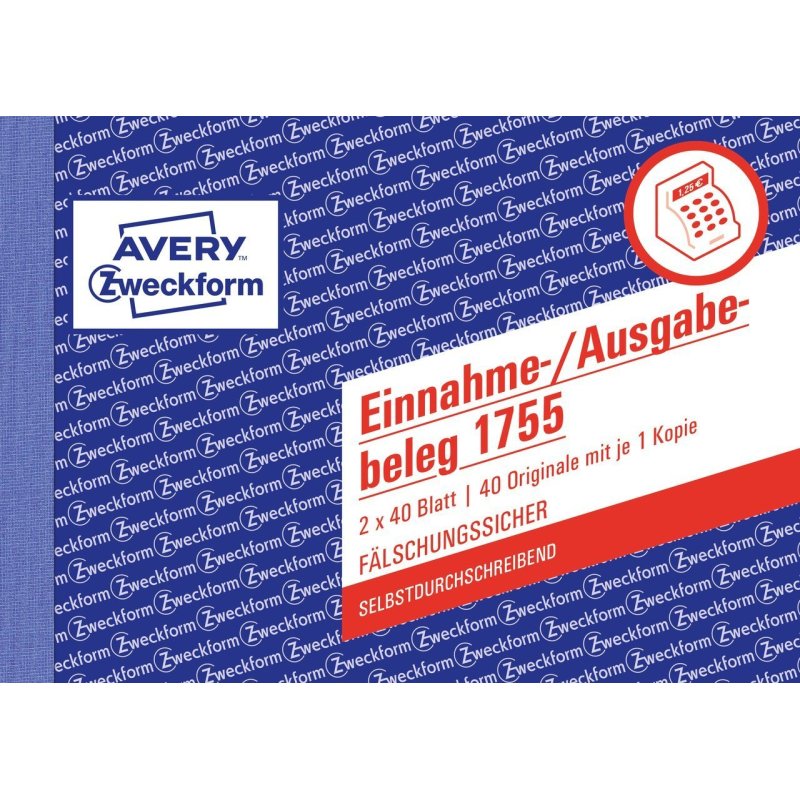 Avery 1755 formulaire et livre de comptabilité A6 40 pages