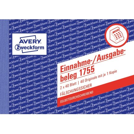 Avery 1755 formulaire et livre de comptabilité A6 40 pages