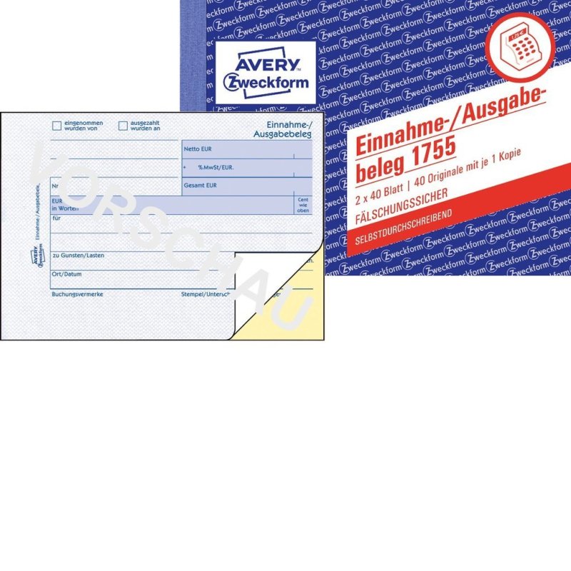 Avery 1755 formulaire et livre de comptabilité A6 40 pages