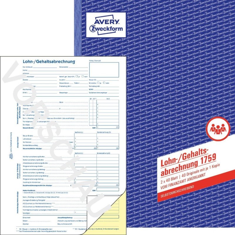 Avery 1759 accounting form/book A4 40 pages