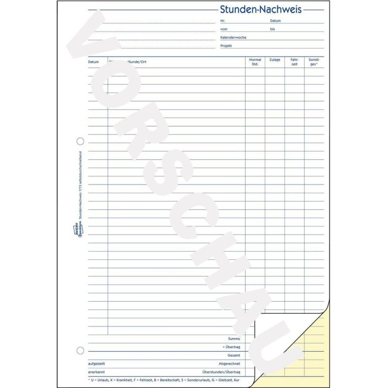 Avery 1773 formulaire et livre de comptabilité A4 40 pages