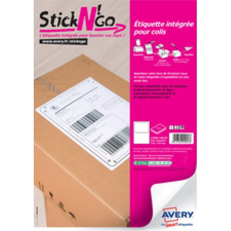 AVERY Etiquette intégrée Stick'NGo, 85 x 45 mm, blanc