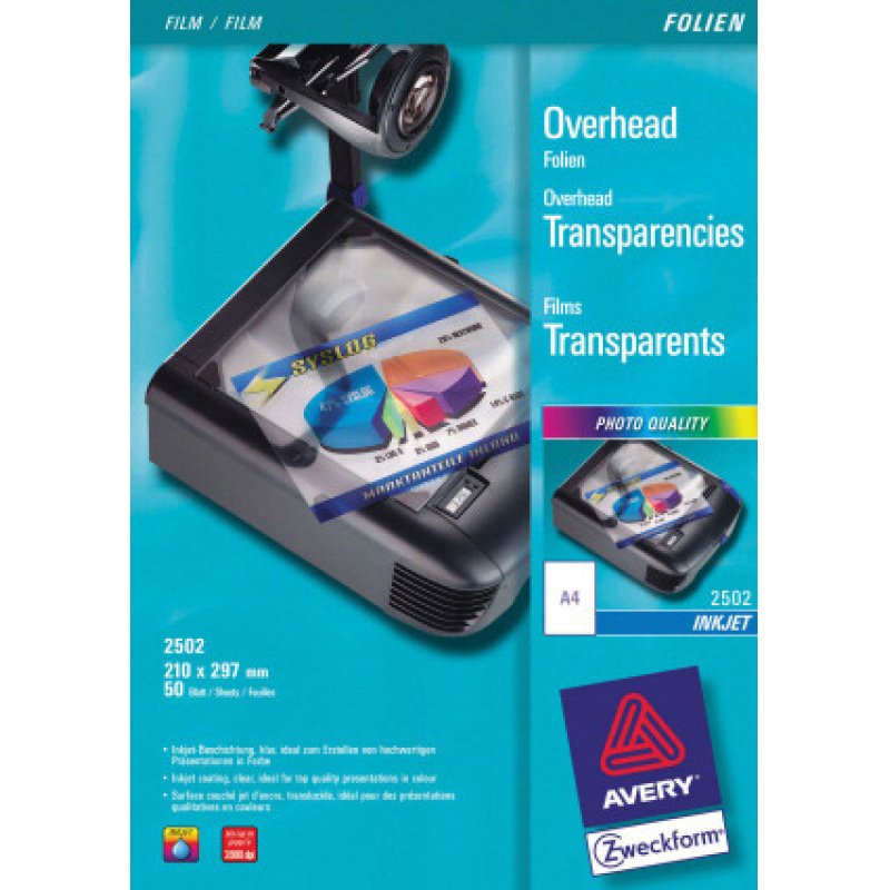 AVERY Zweckform Transparents pour rétroprojecteur A4, clair