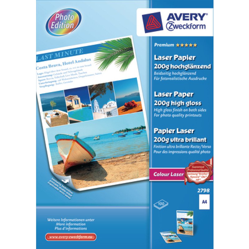 Avery 2798Z papier photos A4 Blanc Gloss