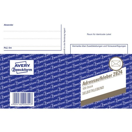Avery 2824 self-adhesive label Rectangle White 100 pc(s)