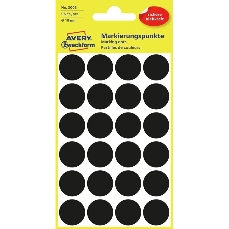 AVERY Zweckform Pastille de couleur, diamètre 18 mm, noir