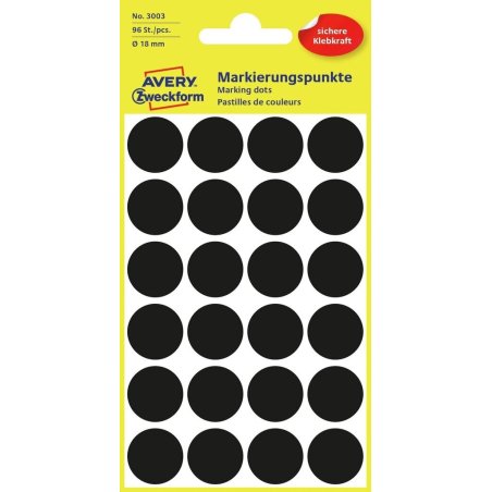 AVERY Zweckform Pastille de couleur, diamètre 18 mm, noir