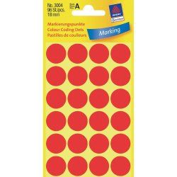 Avery Pastilles de couleur, rouge, Ø 18,0 mm, Adhésif permanent