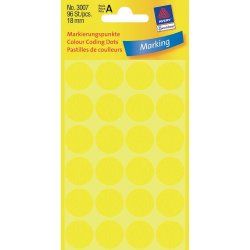Avery Pastilles de couleur, jaune, Ø 18,0 mm, Adhésif permanent