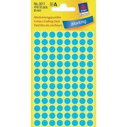 Avery Pastilles de couleur, bleu, Ø 8,0 mm, Adhésif permanent
