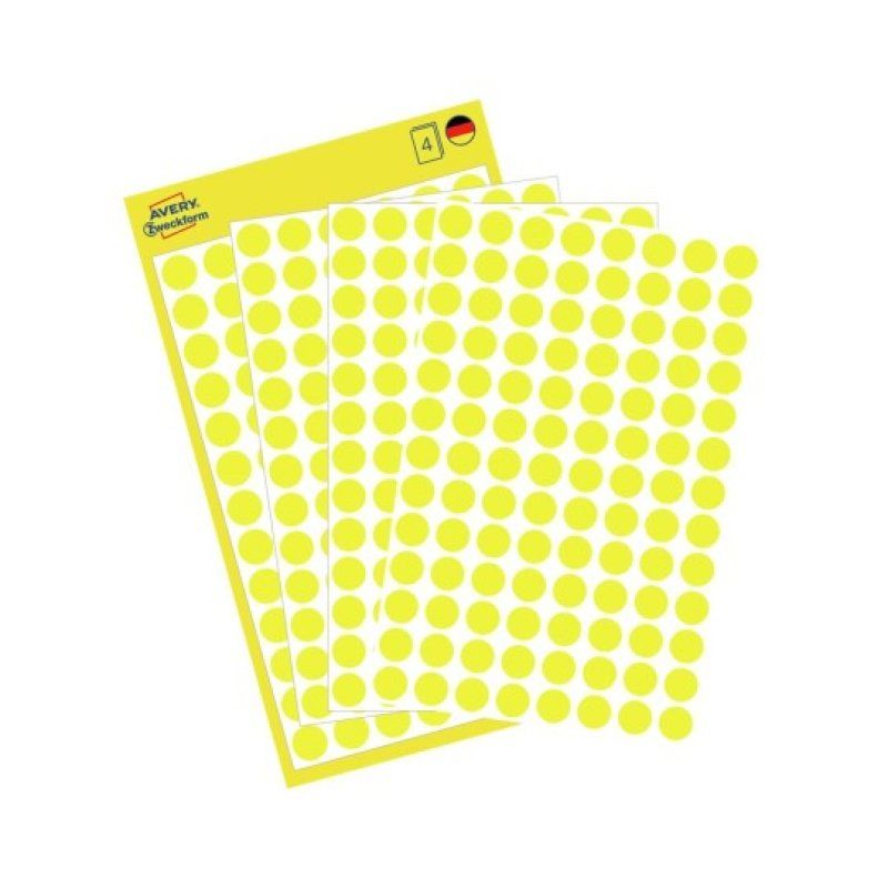 Avery Dot stickers, Ø 8 mm, yellow, permanent