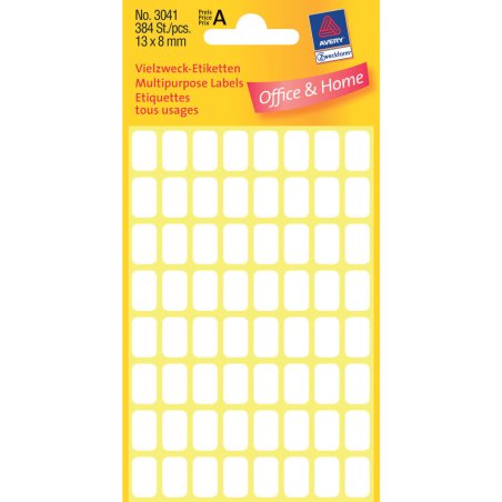 Avery Manual Labels, White, 13 x 8 mm