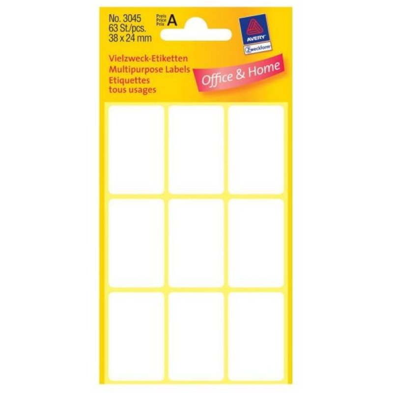 Avery Manual Labels, White, 38 x 24 mm