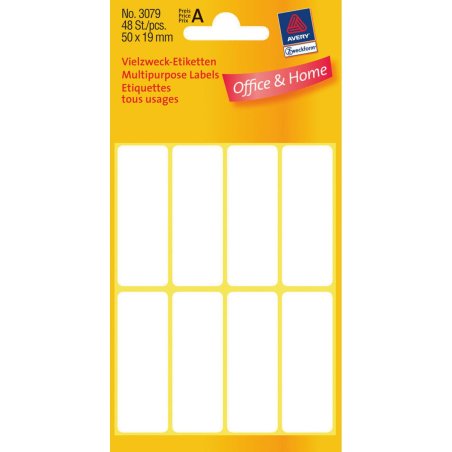 Avery Manual Labels, White, 50 x 19 mm