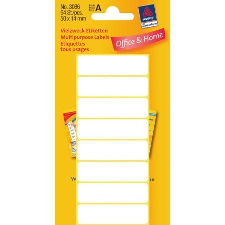 Avery Etiquettes universelles, blanc, 50,0 x 14,0 mm, Adhésif permanent