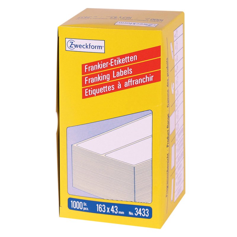 Avery Étiquette pour affranchissement, blanc, 163,0 x 43,0 mm, Adhésif permanent