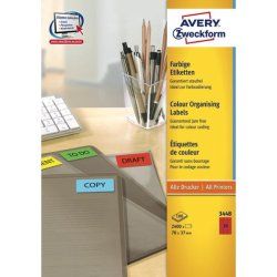 Avery Etiquette couleur, rouge, 70,0 x 37,0 mm, Adhésif permanent