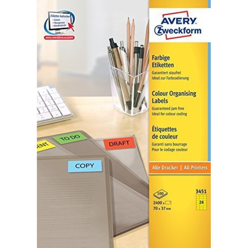 AVERY Zweckform Etiquette universelle, 70 x 37 mm, jaune