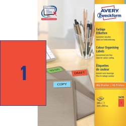AVERY Zweckform Etiquette universelle, 210 x 297 mm, rouge