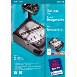 Avery 3552 printing film Laser A4 (210×297 mm) Polyester Transparent 100 sheets