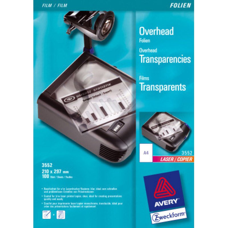 AVERY Zweckform Transparents pour rétroprojecteur, A4, clair